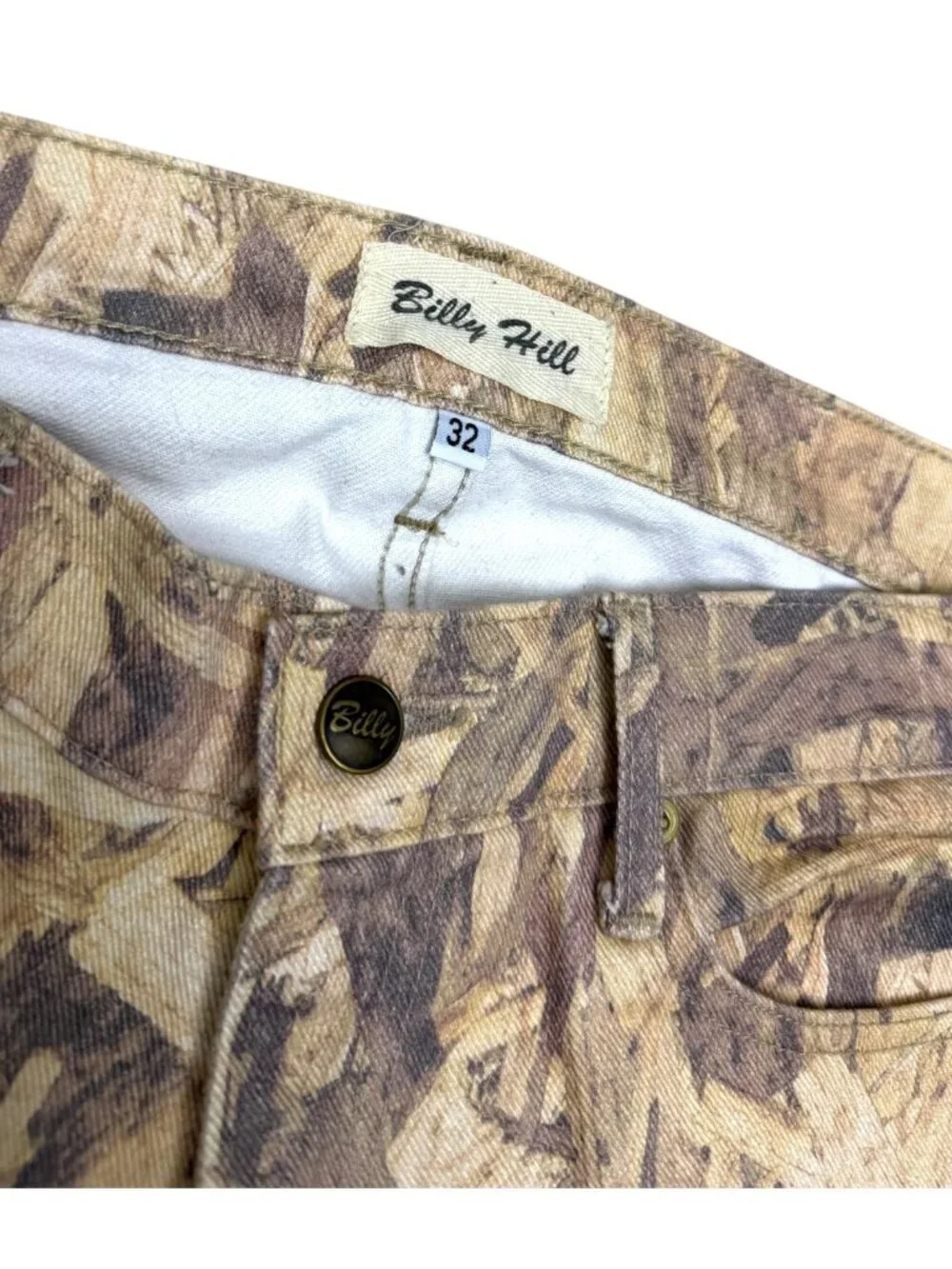 RARE BILLY HILL Wood CAMO Denim 2-Piece Streetwear Limited Jacket & Jeans - L